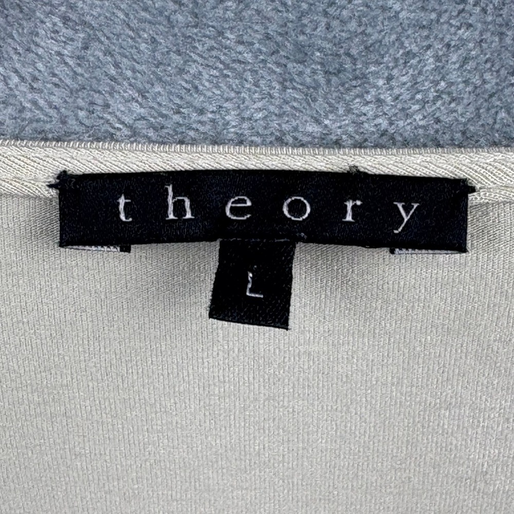 Theory Womens Beige Cotton Smocked Shoulder Tie Front Wrap Top Size Large - Picture 5 of 12